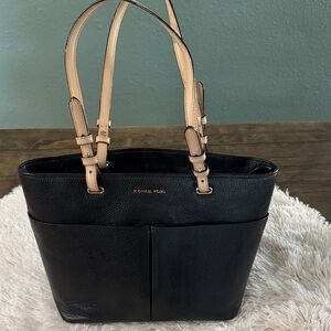 Michael Kors Black and Tan Leather Tote